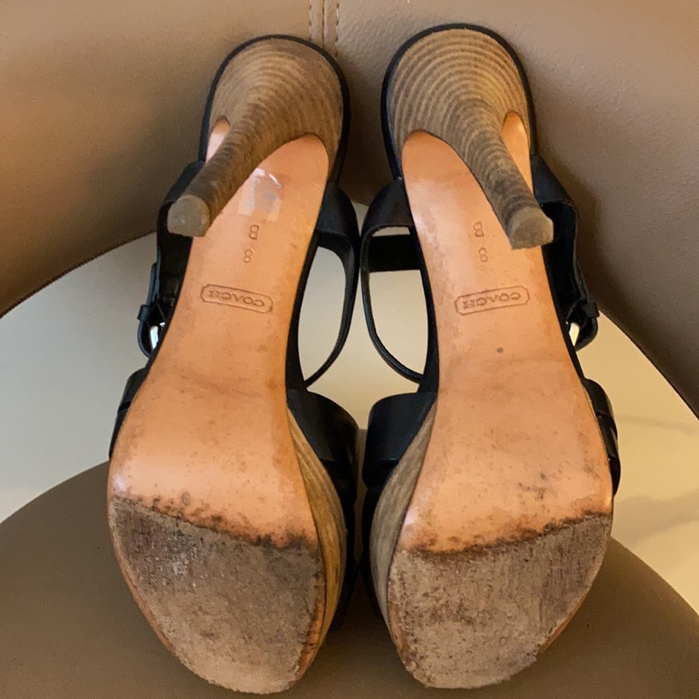 Black leather coach heels size 8 - Picture 2 of 8